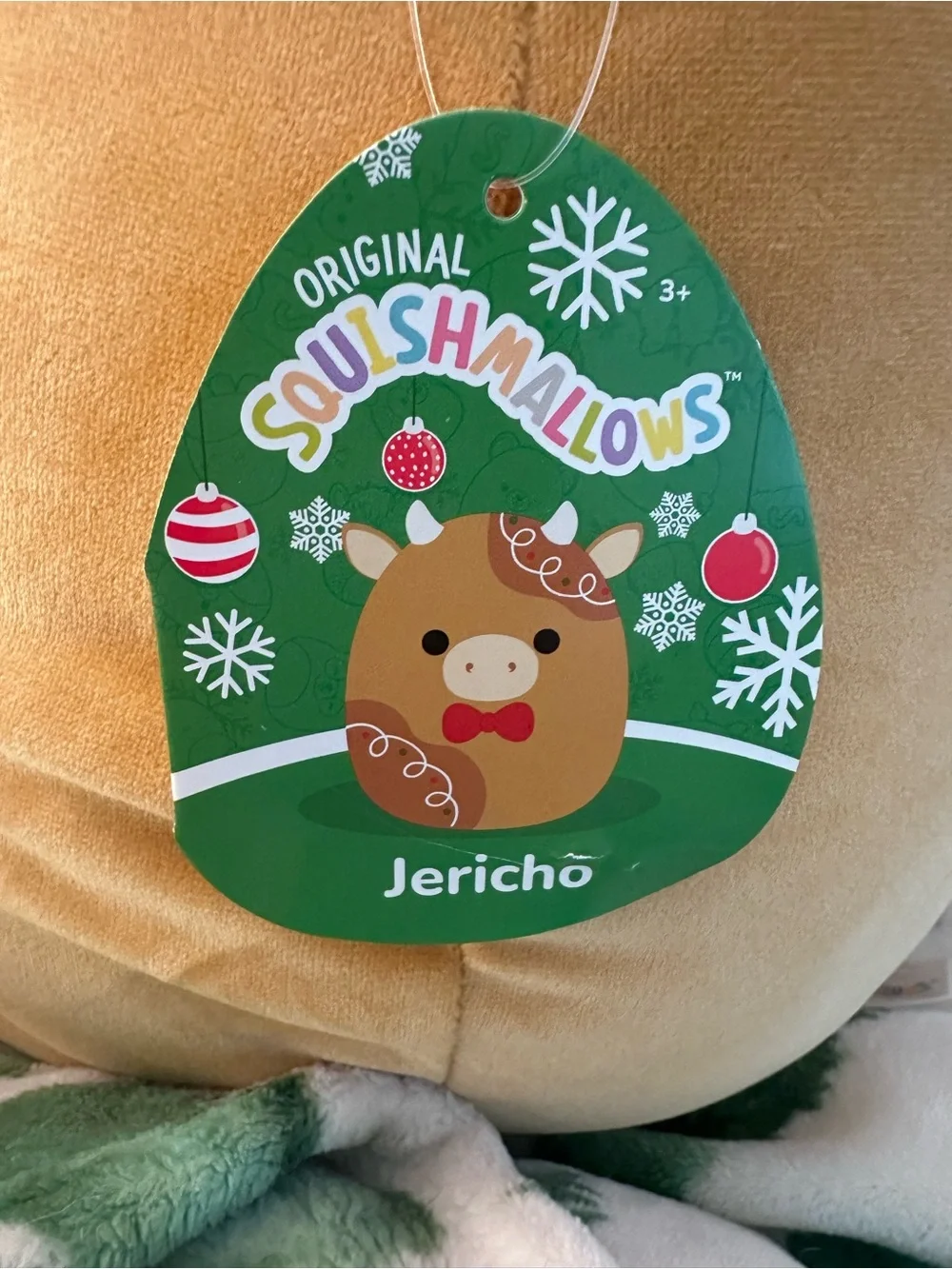 16” Squishmallow Jericho Gingerbread Cow Plush Pillow from the Christmas Squad